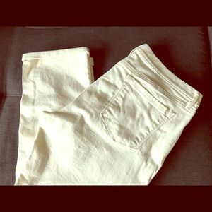 Ann Taylor Loft Outlet Cream Denim Cuffed Crop